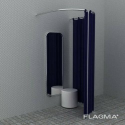 Примірочна пристінна заокруглена 1,0х1,0х2м. з однією опорою