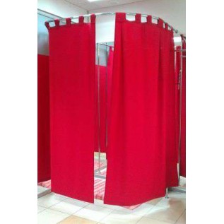 Примірочна кутова заокруглена, велика 1.4х1.4х2м. з опорою