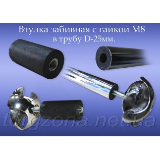 Забивна втулка з гайкою М8 для триноги манекена з труби d25мм